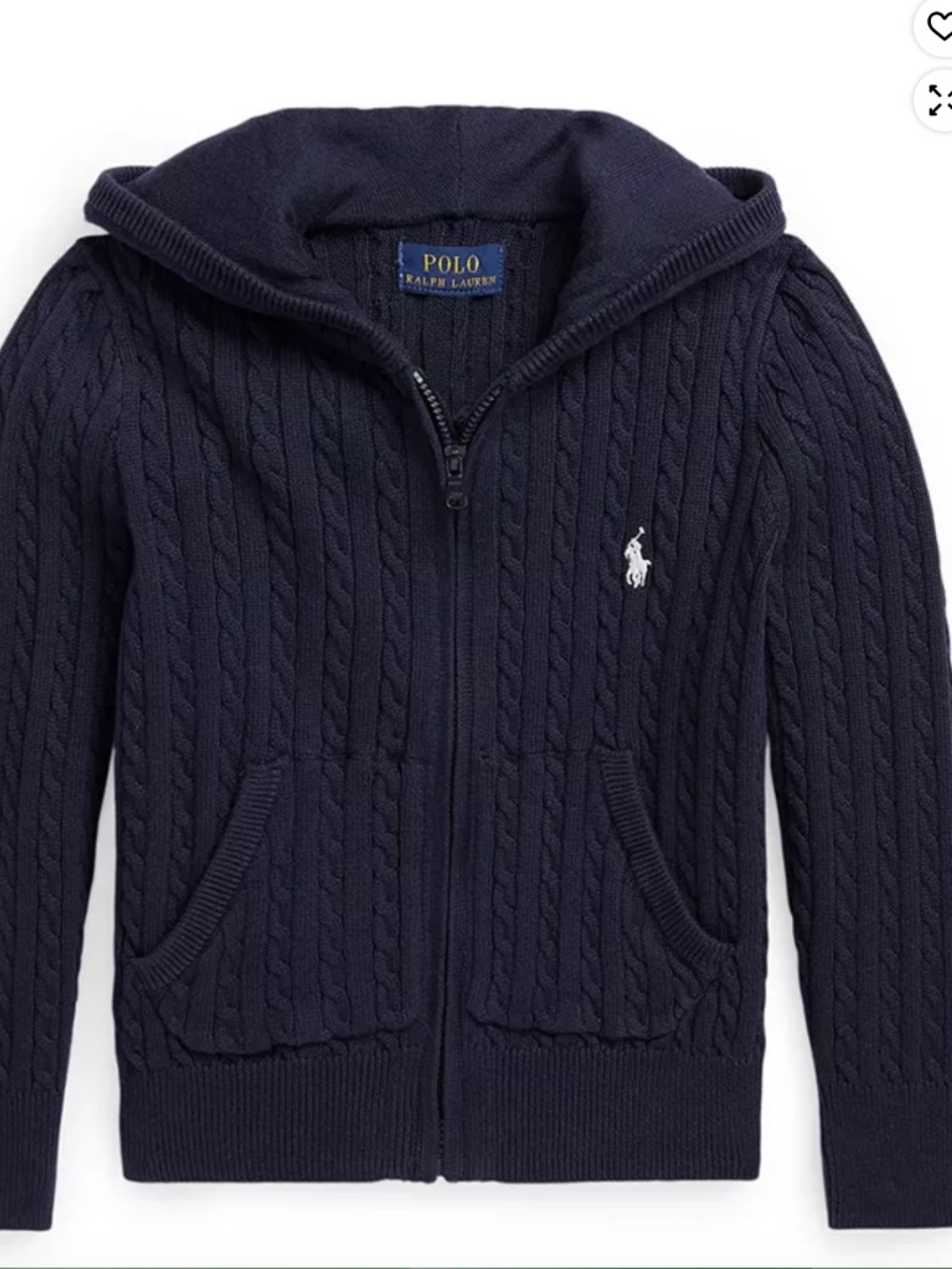 Polo Ralph Lauren Mini-Cable Full-Zip Hoodie Blue Sz. M